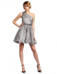 ABS by Allen Schwartz Women's One Shoulder Party Dress, Silver, 2