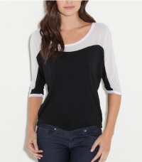 G by GUESS Deana Color-Blocked Top, JET BLACK/TRUE WHITE (XS)