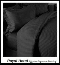 Royal Hotel's Striped Black 800-Thread-Count 4pc Full Bed Sheet Set 100-Percent Egyptian Cotton, Sateen Striped, Deep Pocket