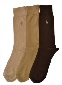 Polo Ralph Lauren Set of Three Men's Dress Socks- Multi - (Beige, Tan, Brown) (Size 10-13)