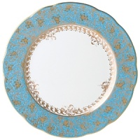 Inspired by the flamboyant designs of the 19th century, Eden Turquoise is both refined and sophisticated. This Limoges porcelain dinnerware service is a remarkable reproduction that captures the beauty of engraved gold work. Made in Limoges, France.