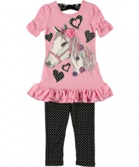 Beautees Glitter Mane 2-Piece Outfit (Sizes 4 - 6X) - pink, 5