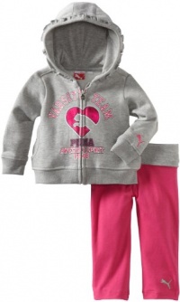 Puma - Kids Girls 7-16 Hoodie And Yoga Pants Set, Gray, 6X