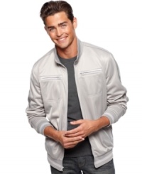 Lighten up your laid-back look with this light weight moto-inspired jacket from American Rag.