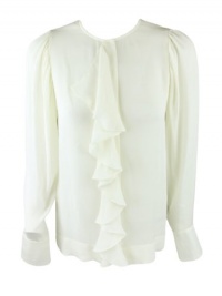 Stella Mccartney Womens Ruffle Front Silk Button Blouse Top