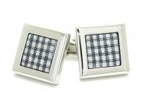 Black Plaid Cufflinks Screen Print