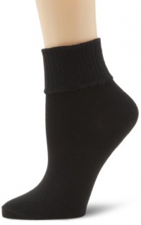 HUE Women's Huetopia Turn Cuff Sock, Black, 9-11