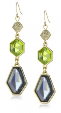 ABS By Allen Schwartz Cocktail Hour Gold-Tone Jewel Color Stones Double Drop Earrings