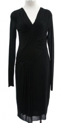 Bailey 44 Black 'Indie 500' Pleated Long Sleeve Jersey Dress Medium