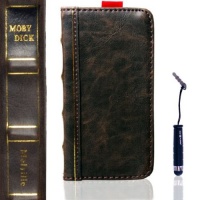 Eco-Fused Genuine handmade leather Vintage Classic Book Series Case for Apple iphone 5 / One Short Stylus / Eco-Fused Microfiber Cleaning Cloth Included