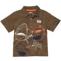 Osh Kosh B'Gosh Short Sleeve Graphic Polo - Sharks - Brown - 18 Months