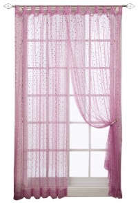 Beacon Looms Groovy 50-inch-by-84-inch Single Tab-Top Panel Sheer with Sequins, Fushia