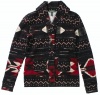 Lauren Jeans Co. Women's Southwest-Print Shawl-Collar Fleece Cardigan Sweater (Black Multi) (Small)