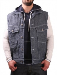 Moda Essentials Dark Denim Jeans Vest Button Up Closure