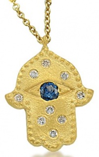 Meira T 14K Yellow Gold Hamsa with Diamond & Sapphire Accents Necklace