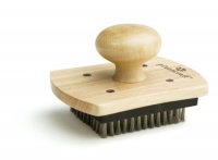 Pizzacraft PC0206 4 x 5 Hardwood Handled Pizza Stone Scrubber Brush with Stainless Steel Bristles