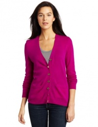 Christopher Fischer Women's 100% Cashmere Long-Sleeve Solid V-Neck Cardigan With Gold Buttons