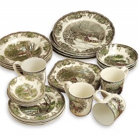 Johnson Brothers Friendly Village 28-Piece Set with Square Accent Plates, Service for 4