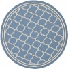 Safavieh Courtyard Collection CY6918-243 Blue and Beige Indoor/Outdoor Round Area Rug, 5-Feet 3-Inch