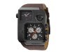 Diesel Quartz Brown Leather Band Black Dial Men's Watch - DZ1319