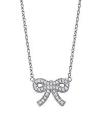 Platinium vermeil and cubic zirconia are all wrapped up in a pretty bow on this feminine-fabulous necklace from Crislu.