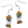 Sterling Silver Genuine Tiger Eye Carnelian Rose Quartz Amethyst and Green Jade Chip Earrings