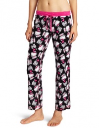 Hello Kitty Juniors Hk Loves Me Rib Waist Printed Sleep Pant, Black, Medium