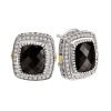 925 Silver, Onyx & Diamond Checkerboard Earrings with 18k Gold Accents (0.36ctw)