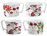 Les Fleurs En Rouge Mugs, Set of 4, Assorted Designs, Gift Box