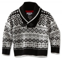 Kitestrings Boys 2-7 Toddler Roll Collar Fair Isle Sweater, Black, 3T