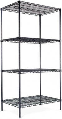 Alera SW503624BL Industrial Wire Shelving Starter Kit, 4 Shelves, 36w x 24d x 72h, Black