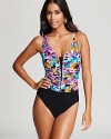 Profile by Gottex showcases a pixel-inspired print in a striking swimsuit design you will definitely want to download.