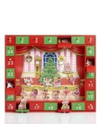 Leap, twirl and count down the final days 'til Christmas with all the grace of the Nutcracker Ballet. A wooden advent calendar from Kurt Adler featuring 24 drawers full of magnetic tutu-clad dancers, soldiers and accessories tell an even bigger story than the beloved holiday tale.