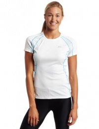 ASICS Women's Ard Short Sleeve Top,White/Aqua,Small