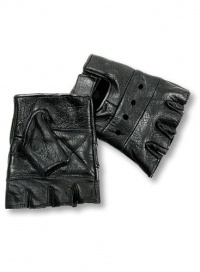 Interstate Leather Men's Basic Fingerless Gloves (Black, Large)