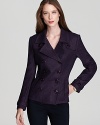 Slim tailoring and an oversized notch collar lend contemporary impact to a classic BASLER tweed jacket.