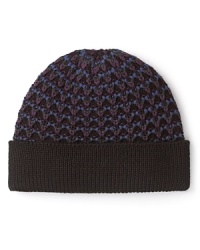 Don this colorful hat when the mercury begins to drop. Pair with the matching scarf for a full complement of warmth.