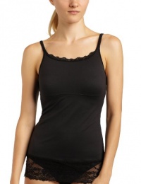 Flexees Women's Flexees Fat Free Dressing Lace Trim Tank,Black,Medium