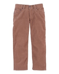 A slim-fitting corduroy pant is perfect for a back-to-school modern look.