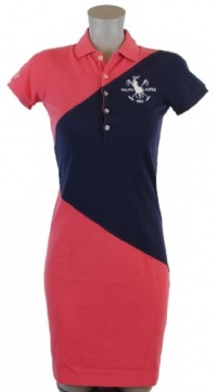 Ralph Lauren Sport Womens Big Pony Polo Shirt Dress - S - Red/Navy