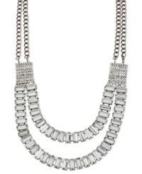 A dazzling display, times two. This double-row frontal necklace from Haskell truly sparkles. It's crafted from hematite-tone mixed metal glass crystals and beads adding luster. Approximate length: 18 inches + 3-inch extender. Approximate drop: 1-1/2 inches.