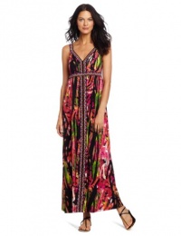 Calvin Klein Women's Border Print Maxi Dress, Palm Multi, Small