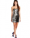 As U Wish Juniors Strapless Two Way Sequin Dress, Black, Large