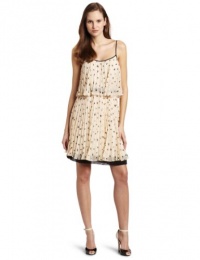 HALSTON HERITAGE Women's Tiered Pleated Dress, Chalk, Small