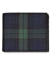 A handsome wallet in classic Black Watch plaid lends an air of traditionalism to your cash and card carrier.