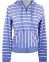 Juicy Couture Blue Vista Angel Striped Terry Zip Hoodie