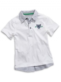 GUESS Kids Boys Little Boy Shirttail Two-fer Polo, WHITE (4)