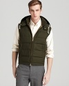 GANT Rugger's hooded puffer vest lends a cool layer for fall in down and feather filled wool.