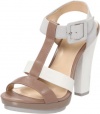 Calvin Klein Women's Bea Calf/Patent/Nubuck Sandal,Light Taupe/Antique White,8 M US