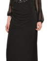 DAVID MEISTER Timeless Black Illusion Sleeve Evening Gown Dress WOMENS 20W